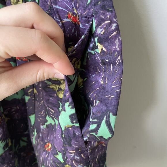 J Crew Womens Skirt Size 4 Purple Floral A-Line‎ Cotton Above Knee Career - Picture 5 of 7